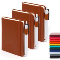 Caderno de bolso, diários, pacote com 3, porta-canetas e canetas