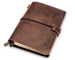Caderno de bolso Wanderings em couro recarregável 12,5x9 cm