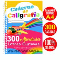 Caderno De Caligrafia Infantil 300 Atividades Livro Colorido Letras Cursivas Matemática