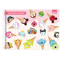 Caderno de Cartografia Desenho Capa Dura 48 Folhas Tsum Tsum