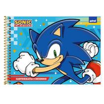 Caderno de Cartografia Desenho Capa Dura 80 Folhas Sonic