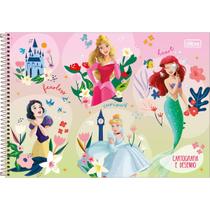 Caderno de Cartografia e Desenho Espiral Capa Dura Princesas 80 Folhas Tilibra