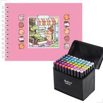 Caderno de Colorir Boobie Goods Capa Dura com 60 Canetas