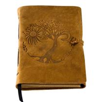 Caderno de Couro KomalC 20x15 cm Relevo Árvore da Vida, Sol e Lua Caderno de Couro KomalC 20x15 cm Relevo Árvore da Vida, Sol e Lua