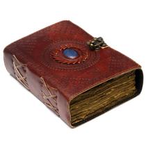 Caderno de Couro NomadCraftsCo 18x13 cm com Pedra Semi-preciosa