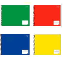 Caderno de desenho, cores verde, vermelho,azul e amarelo 48 folhas