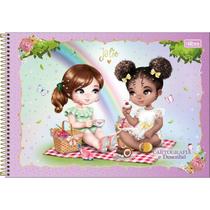 Caderno de Desenho e Cartografia Capa Dura Jolie 80 Folhas - Tilibra Papelaria Super Fofa Meninas Escolar