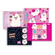 Caderno de Desenho Escolar Arame Espiral Miss Pet Feminino