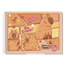Caderno De Desenho Espiral Capivara Fofa 80 folhas Credeal -