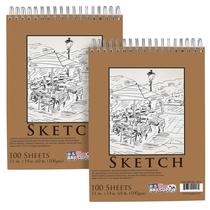 Caderno de Desenho Espiral U.S. Art Supply - 11x14 Polegadas, 100 Folhas