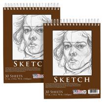 Caderno de Desenho Espiral U.S. Art Supply - 11x14 Polegadas (Pacote com 2)