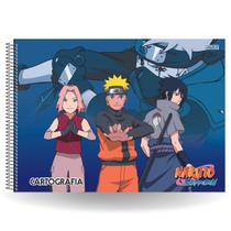 Caderno de Desenho Naruto Shippuden Preto - 60 Folhas - São