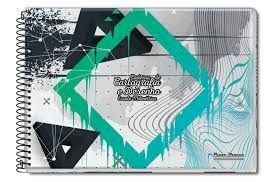 Caderno de desenho Pauta Branca escala milimétrica verde 60 folhas