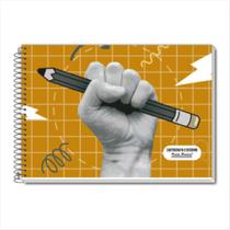 Caderno de desenho Pauta Branca fundo branco espiral 60fls