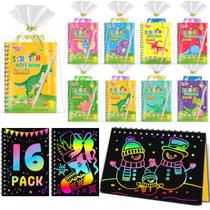 Caderno de Desenho Scratch Art - 16 Unidades com Estênceis para Crianças