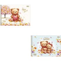 Caderno de Desenho Universitário Capa Dura Love Bears 80 Folhas (pacote com 4)