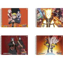 Caderno de Desenho Universitário Capa Dura Naruto 60 Folhas Pacote com 05