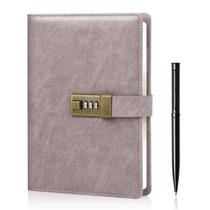 Caderno de diário WEMATE A5 rosa em couro PU com 240 páginas