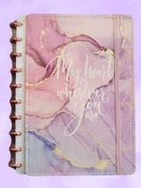 Caderno de disco grande 11 discos caderno inteligente marmorizado 80 folhas material escolar faculdade escola colegial