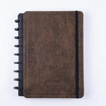 Caderno de Disco Reposicionável Couro Brown Médio m com Capa Dura e Elástico de Fechamento Marrom Caderno de Disco Reposicionável Couro Brown Médio m com Capa Dura e Elástico de Fechamento Marrom