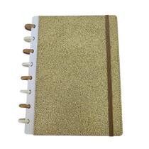 Caderno de Disco Sistema Inteligente Glamour Brilho - Dourado Luxo