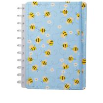 Caderno de discos bee - 80 folhas grande-11 discos-diskô