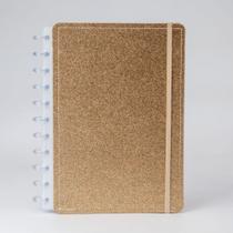 Caderno de discos shine dourado m -9 discos-80 folhas- disko