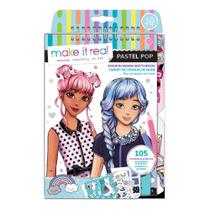 Caderno de esboços de design de moda Make It Real Pastel Pop com mais de 6 anos