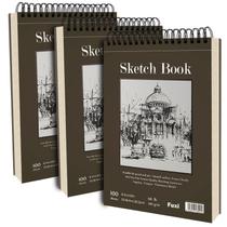 Caderno de Esboços Fuxi (9x12cm) - Espiral, 100 Folhas - Pacote com 3 Caderno de Esboços Fuxi (9x12cm) - Espiral, 100 Folhas - Pacote com 3