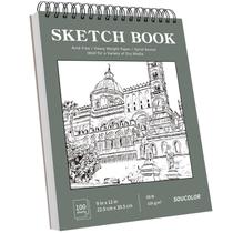 Caderno de esboços Soucolor 9x12 100 folhas encadernado em espiral 100gsm