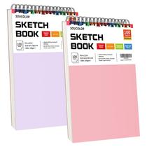 Caderno de esboços Soucolor 9x12, pacote com 2 e 100 folhas para todas as idades
