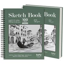 Caderno de Esboços SuFly 9x12 Polegadas - 200 Folhas, 100g/m², Espiral