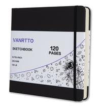 Caderno de Esboços VANRTTO - Capa Dura Quadrada 8x8 Polegadas - 120lb/200g/m² - 60 Folhas