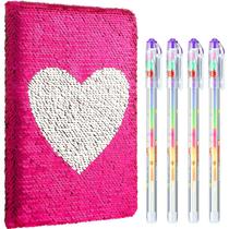 Caderno de Lantejoulas Outus com 4 Canetas de Gel - Para Meninas