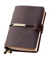 Caderno de viagem Robrasim, couro recarregável, café 13x10cm Caderno de viagem Robrasim, couro recarregável, café 13x10cm