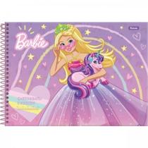 Caderno Desenho Cartografia Espiral Com 96F Barbie Unicórnio - Foroni