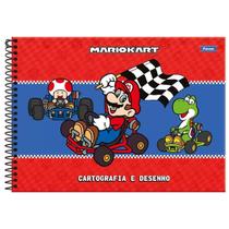 Caderno desenho e cartografia espiral 80 folhas Mariokart Foroni