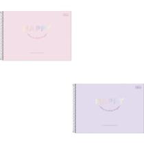 Caderno Desenho UNIV Capa Dura HAPPY 80FLS Pacote com /04