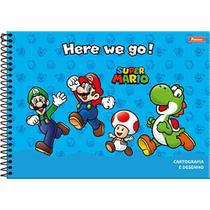 Caderno Desenho Univ Capa Dura Super Mario Bros 80Fls.