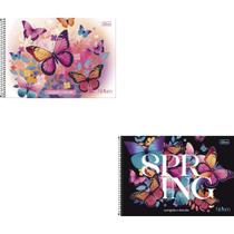 Caderno Desenho Universitário Capa Dura Bloom 80 Folhas Espiral Pacote com 4