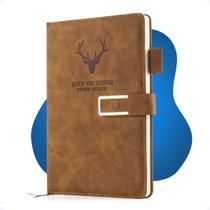 Caderno Diário A5 100 Folhas Com Fecho Magnético Capa Couro
