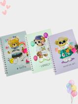 Caderno Diário Agenda com Cadeado Presente Infantil Borboletas Urso Frutas Diário Infantil 48 Folhas