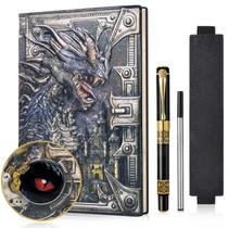 Caderno Diário DND Dragon 3D em Couro - A5 com Caneta Caderno Diário DND Dragon 3D em Couro - A5 com Caneta
