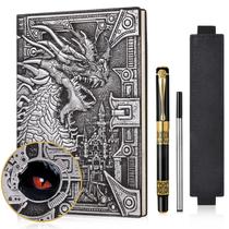 Caderno Diário DND Dragon 3D em Couro - A5 com Caneta Caderno Diário DND Dragon 3D em Couro - A5 com Caneta