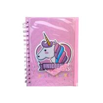 Caderno Diário Rosa Unicórnio Com Bolsinha Fofo Estampado Caderno Diário Rosa Unicórnio Com Bolsinha Fofo Estampado