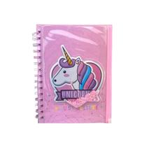 Caderno Diário Rosa Unicórnio Com Bolsinha Fofo Estampado Caderno Diário Rosa Unicórnio Com Bolsinha Fofo Estampado