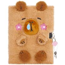 Caderno diário YOYTOO Capybara Plush com fechadura para meninas de 5 a 12 anos Caderno diário YOYTOO Capybara Plush com fechadura para meninas de 5 a 12 anos
