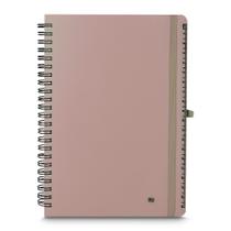 Caderno Eco Prático com Suporte para Caneta - 70 Folhas Pautadas em Bege - Dimensões: 21cm x 15,4cm