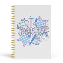 Caderno EKGJW Preppy Coquette Floral Teacher 14x21cm com glitter
