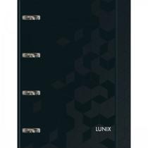 Caderno escolar argolado cartonado com elastico lunix preto